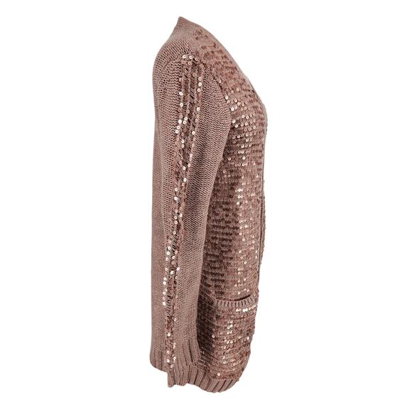 Victoria's Secret Moda International Sequin Knit Cardigan – Rose Gold Wool Blend - Picture 5 of 6
